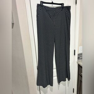 New York & Company Black White Polka Dot Wide Leg Pockets Palazzo Pants Sz 12